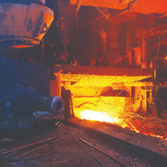 blast furnace with molten metal